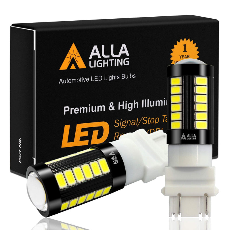 Alla Lighting 2800lm T25 3156 3157 LED Bulbs, White Reverse/Signal/Brake Tail/DRL Lights 4114 3056 4057 4157 3457K 3057 6000K Xenon Xtreme Super Bright 12V 5730 33-SMD Upgrade 6000K Xenon White