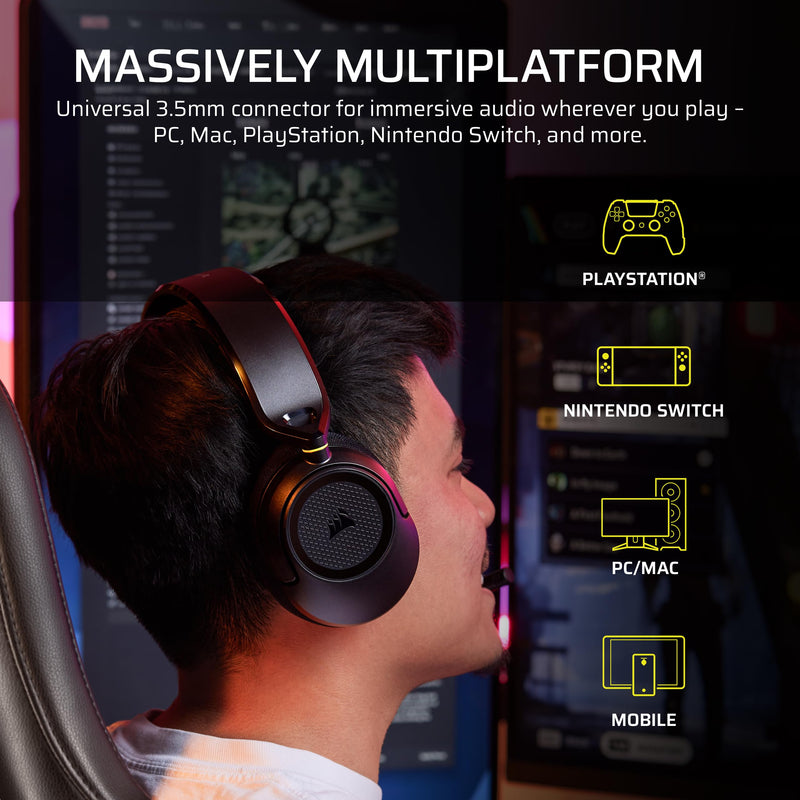 Corsair HS35 v3 Wired Gaming Headset with Mic – Carbon | PC/PS5/PS4/Switch/Xbox/Mac, Lightweight Comfort, 3.5mm