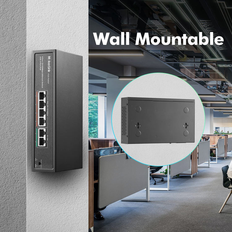 MokerLink 10 Port PoE Switch with 8 Port PoE+, 2 Fast Ethernet UpLink, 100Mbps, 120W 802.3af/at PoE, Fanless Plug & Play 8 PoE + 2 FE