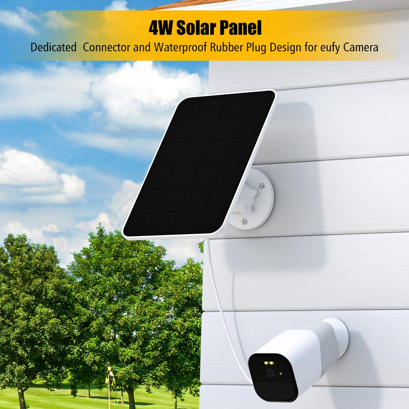 Solar Panel for eufy Camera,Security Camera,5V 4W Solar Panel for eufyCam 2/2 Pro,2C/2C Pro,E,soloCam E20/E40 Spotlight,IP65 Waterproof USB-C Solar Panel Charger for eufy with Micro USB & Rubber Plug 1 Pack