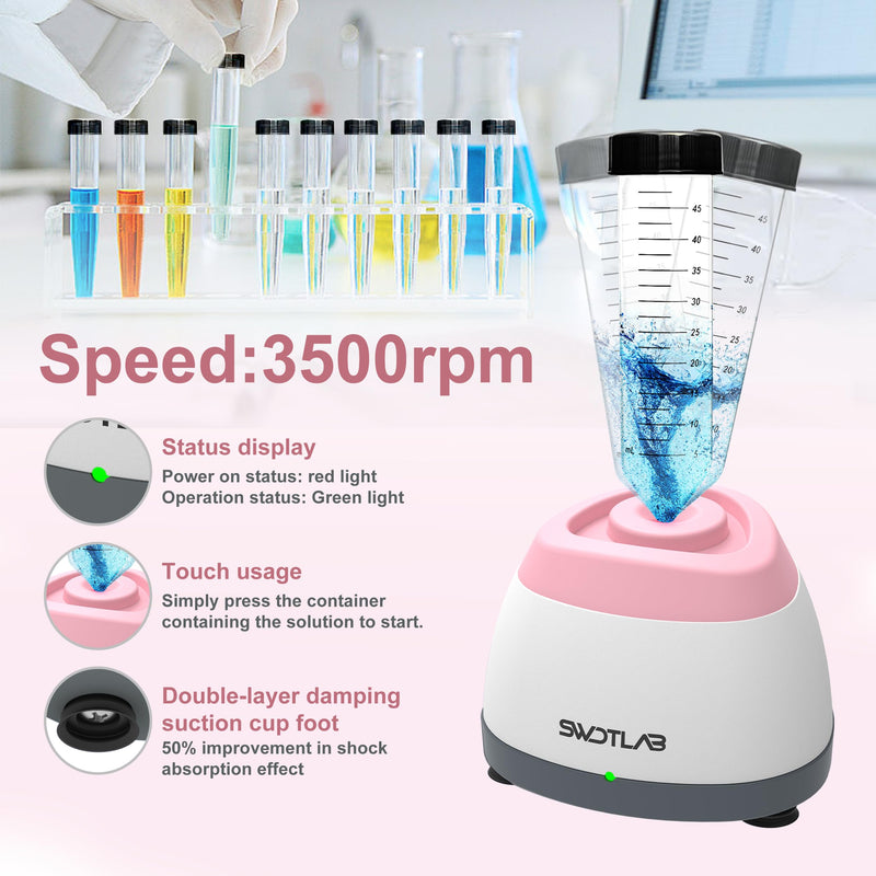 Mini Vortex Mixer 3500RPM 3s Mix for Lab Paint Nail Polish, Pink | 3s Fast Mix DC Brushless Motor, Touch Start Auto-Stop, Anti-Slip & Quiet, 100 Stainless Steel Balls, for Tattoo Ink Glue Lab