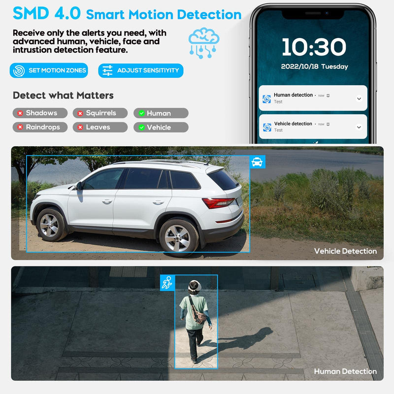 4K Starlight 8MP IP POE Security Dome Camera Outdoor,Tripwire & Intrusion,Human & Vehicle Detection,Low Illumination 98ft Night Vision, Built-in Mic,SD (256GB), H.265, POE, IP67, IK10 Ivory White 8MP 2841E Starlight