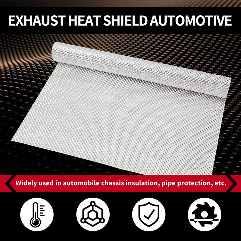 Exhaust Heat Shield Automotive 16" x 39", Embossed Aluminum Heat Shield Kit with 20PCS Cable Metal Ties for Muffler Exhaust Wrap, Heat Barrier,Car Exhaust Sheet