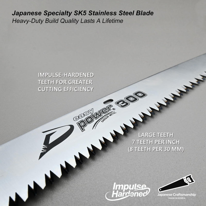 TONMA Professional Folding Saw [Made in Korea] 12" (300mm) Large Teeth Portable Pruning Hand Saw for Wood Cutting, Outdoor Camping, Gardening, Japanese Craft Plating Impulse Hardened Stainless Blade 12 inches (300mm)