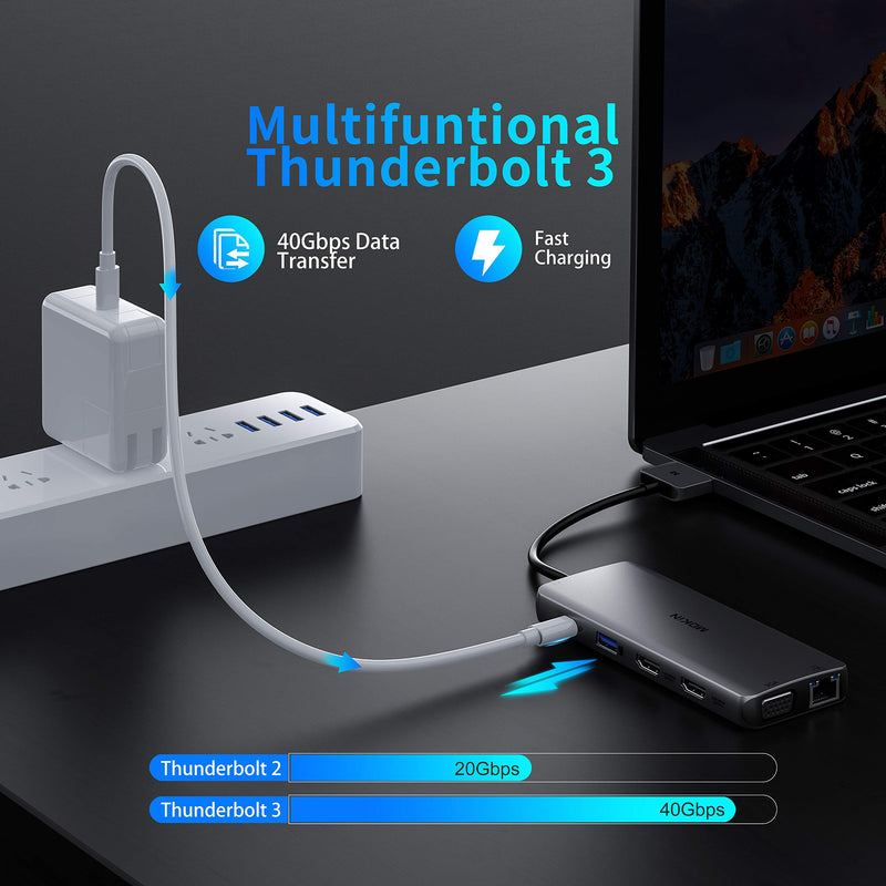 MacBook Pro Docking Station Dual Monitor HDMI Adapter,12 in 1 USB C Adapters for MacBook Pro Air Mac HDMI Dock Dongle Dual USB C to DualHDMI VGA Ethernet AUX 4USB SD/TF100W PD