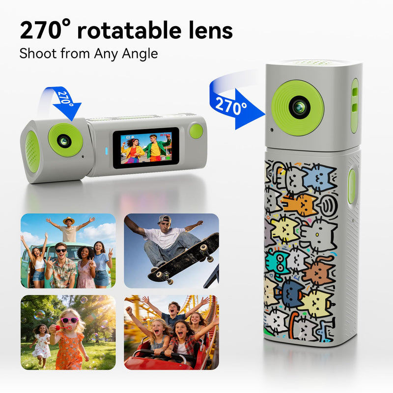 Mini Keychain Digital Camera:2K Digital Mini Camera with 16GB Card,Vintage Keychain Video Camera, 1" HD LCD Display, 400mAh Battery Portable Small Cameras with Elegant Gift Box Retro Monster