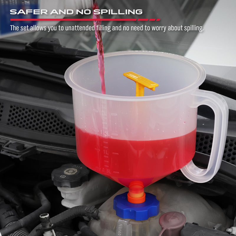 Radiator Coolant Filling Spill-Proof Funnel Kit