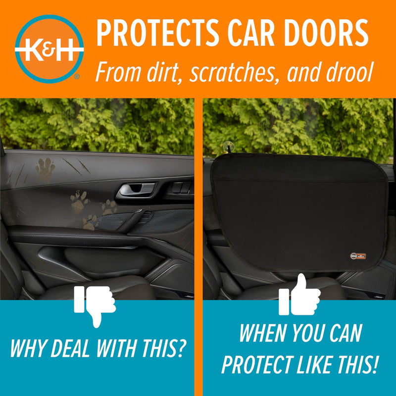 K&H Pet Products Car Door Protector for Dogs, 2 Pack Waterproof Interior Pet Car Door Protector from Dog Scratching, Stay Put Cover Design, Fits Most Vehicles, Washable - 27 x 19in Black Standard 27 X 19 Inches Vehicle Door Protector