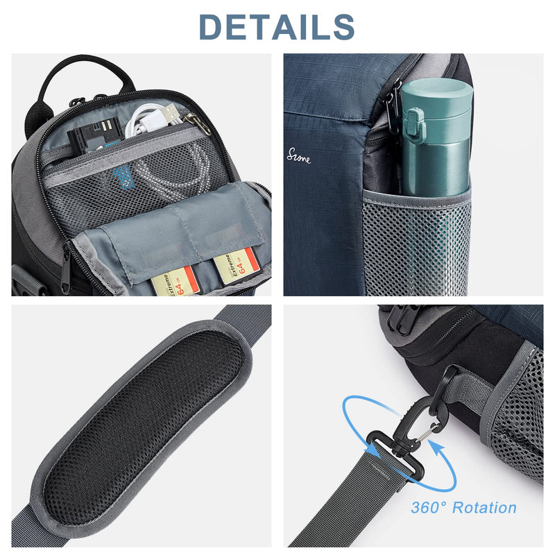 S-ZONE Camera Bag DSLR/SLR Waterproof Camera Case for Photographers Holster Compatible with Nikon Canon Sony | Strong Buckle,Rain Cover,Compatible with Nikon Canon Sony Dark Blue