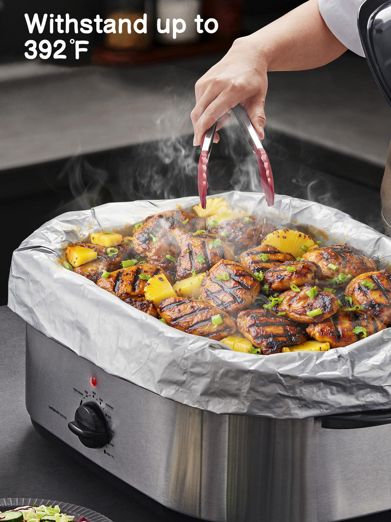 SMARTAKE Foil Electric Roaster Liners, 4-Count Disposable Turkey Oven Cooking Bags, Fits 16, 18, 22 Quart Roaster Pan, Instant Cleanup for Thanksgiving Christmas, 16 x 34 Inch