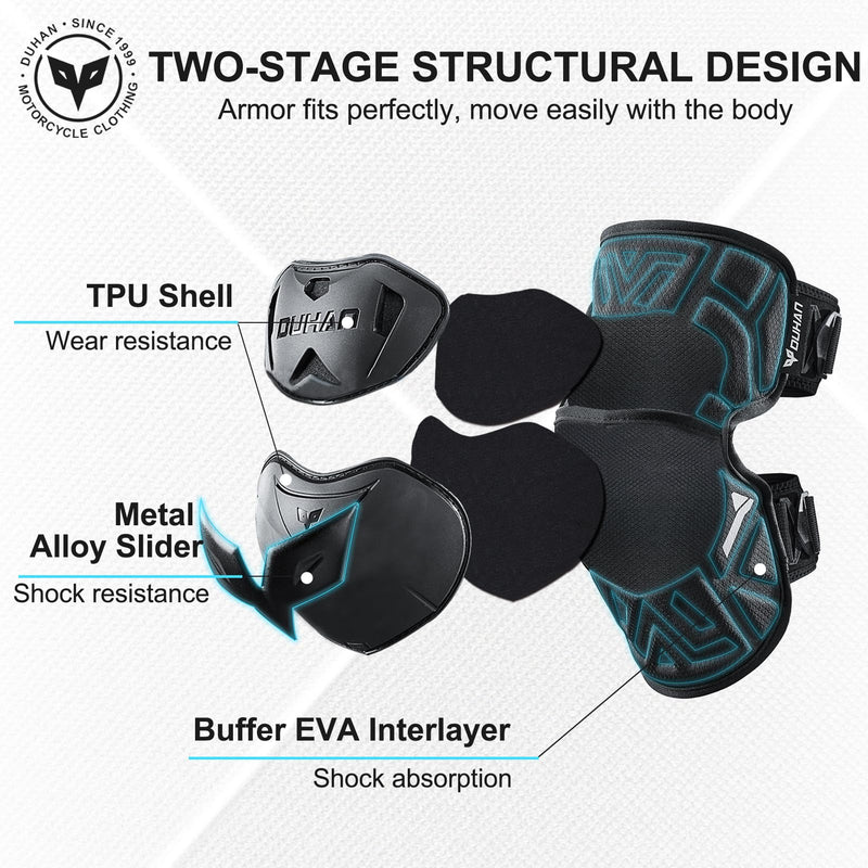 DUHAN Motorcycle Knee Pads Adjustable Motorcycle Knee Shin Guards Protector Gear for Motorcycle/MTB/Racing/Skating