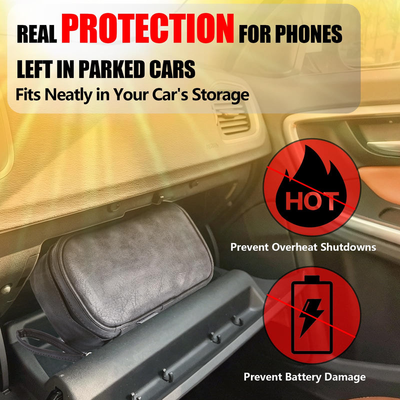 Keep Your Phone Safe from Extreme Heat Car Phone Cooling Bag Grey | Includes 2 Reusable Ice Packs, Fits All Phones, Keep Your Phone From Overheating in Hot Car, iPhone Cooling Case for Car Grey Upgraded