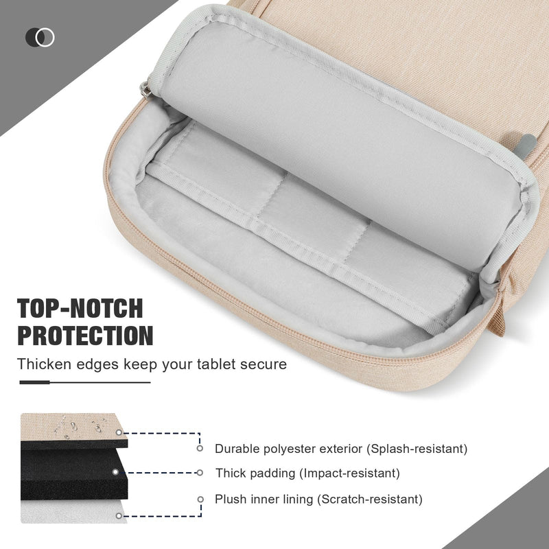 MoKo 9-11 Inch Tablet Sleeve Bag, Fits New iPad Air/Pro 11 inch 2024, iPad Air 5/4th 10.9,iPad 9/8/7th 10.2,iPad 10th Gen 10.9,Tab S9 11,Multifunctional Bag with Shoulder and Headphone Port, Sand