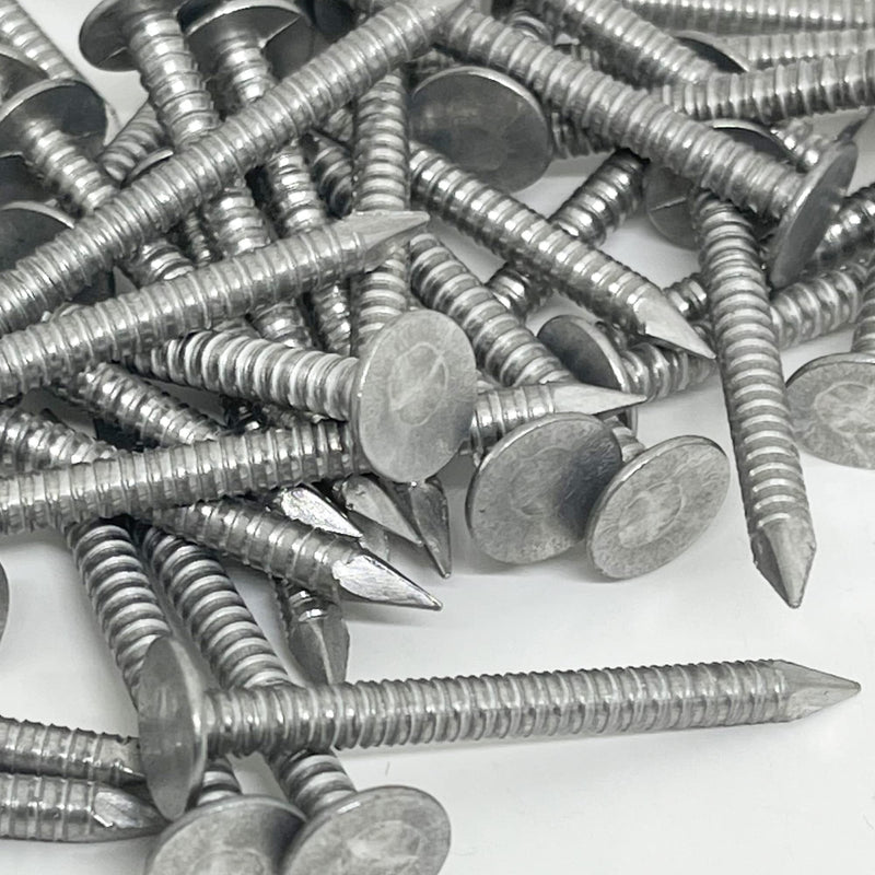 (500) 1.25”-RING SHANK ALUMINUM - ROOFING SIDING NAILS - Vinyl & Aluminum Siding & Facia Trim Nail – Aluminum metal secure holding Ring Shank nail – 1.25 in 500-Pack