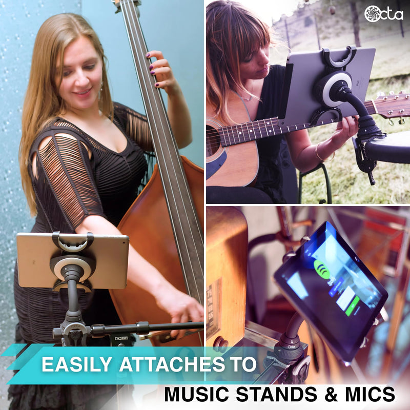 OCTA Lynx Modular Tablet Mount – Clamp-On Gooseneck Stand for iPad, Kindle, Galaxy, Surface – Fits 5”–13” Devices – Portable Tablet Holder for Desk, Treadmill, Music Stand, Bed, Travel