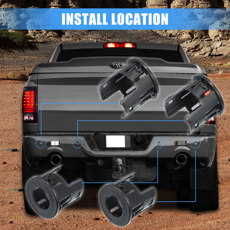 X AUTOHAUX 4PCS Parking Assist Sensor Bezels for Front or Rear Bumper for Dodge for Ram 1500 2014-2018 Backup Parking Aid Sensor Retainer Bracket for Ram 1500 Classic 19-21 Replace 5LS52TZZAA