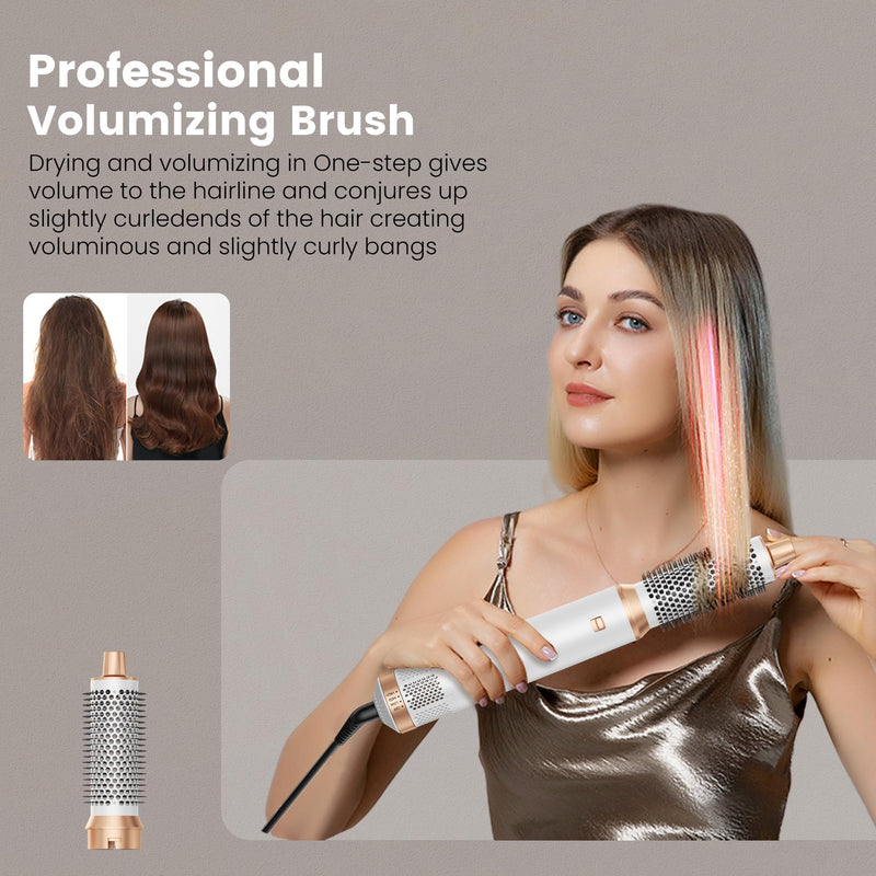 5 in 1 Hair Styler Airbrush 5 in 1 Multi Styler, Air Styler 5 in 1 with Curl Straighten, Volumise, Smooth and Drying for Styling, Air Brush 5 in 1 for All Hair Type/Length White
