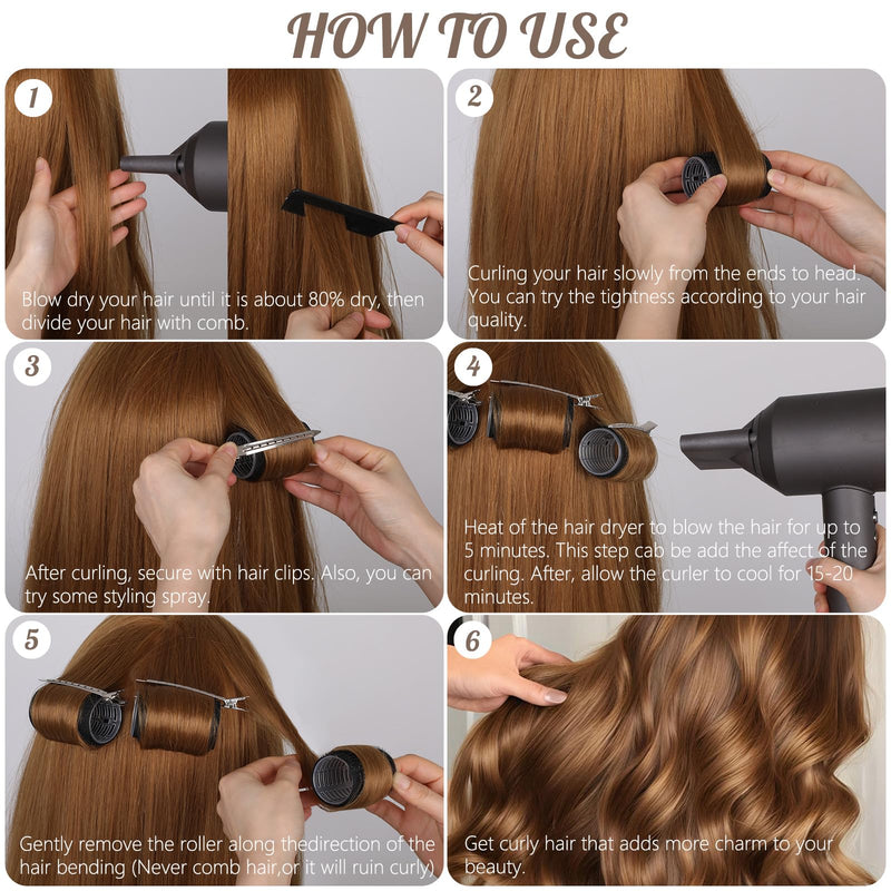 WD&CD 45Pcs Hair Rollers Curlers with 24Pcs Self Grip Hair Rollers 18 Pcs Clips Storage Bag for Long, Medium, Short Hairs Volume, Black