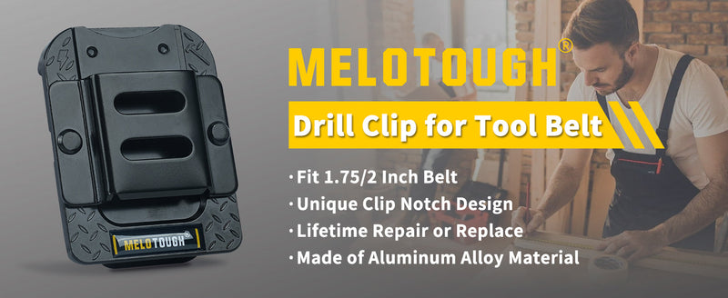 MELOTOUGH Drill Holder for Tool Belt,Tape Measure Holder,Drill Belt Clip,Drill Clip for Tool Belt,Measuring Tape Holder (Black),2PCS 2