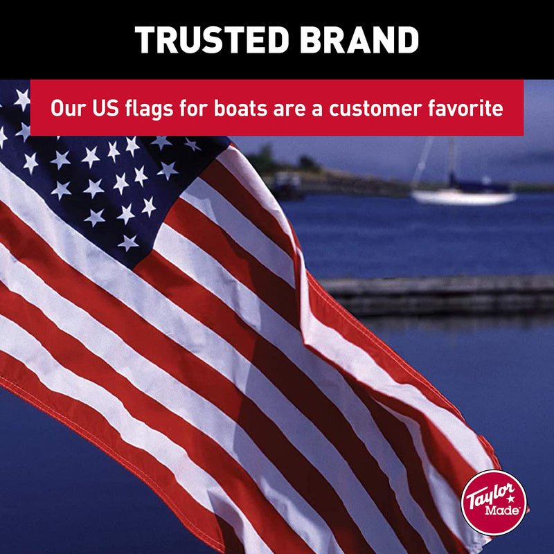 Taylor Made Sewn American Flag for Boats, 12" x 18", Marine-Grade Nylon, Fade Resistant, Brass Grommets, Embroidered Stars and Stripes, Flag only - 2020109194