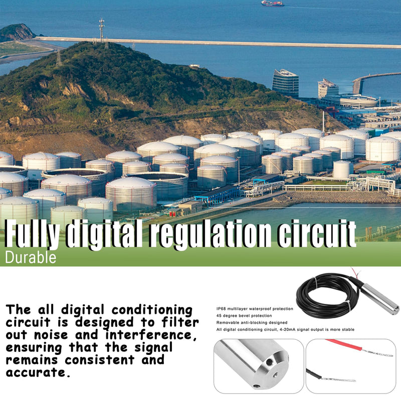 TL 136 Liquid Level Transmitter Automatic Water Level Controller Liquid Level Sensor Water Level Sensor Probe 24VDC 4 to 20Ma Signal Output for Measurement of Water (0‑2meter Range)