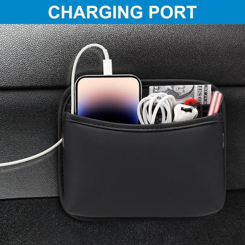 Accmor Universal Car Side Pocket Organizer, PU Leather Car Pocket Pouch for Car Seat, Door, Window, Console, Multifunctional Car Organizer Accessories for Phone Sunglasses Keys Cards, black 1