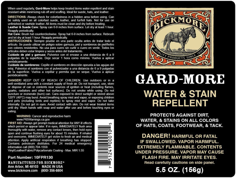 Gard-More Water & Stain Repellent 5.5oz- Leather Protector and Suede Protector Waterproofing Spray Guard for Boots, Shoes, Clothing, Hats, Jackets & More Aerosol