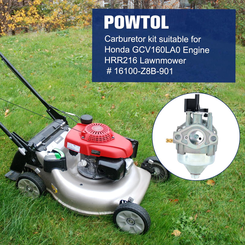 Powtol 16100-Z8B-901 Carburetor (BB76A A) for Honda GCV160 GCV160LAO S3B NH1 GCV160LA1 S3B GCV160LA0 S3LB HRR2169VKA HRR216K9VKAA HRR216K10VKAA Husqvarna 7021P HU700F Troy-Bilt TB240 TB130 130XP