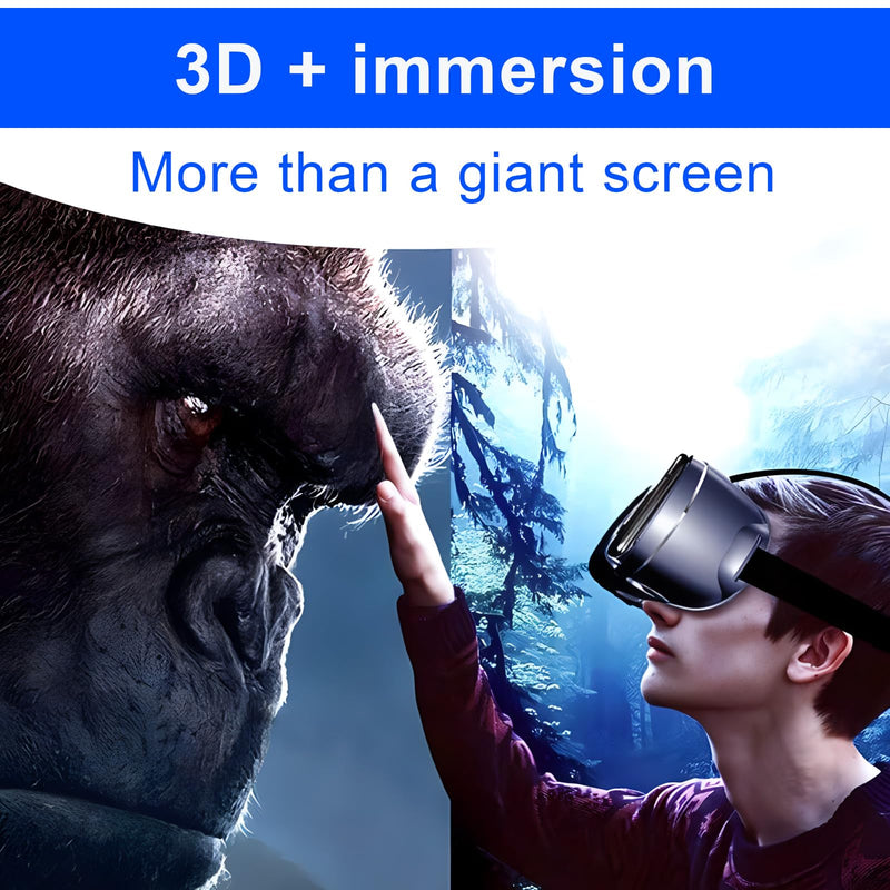 3D VR Headset, Virtual Reality Glasses Headset Helmets, Compatible with 5.0-7.0 inch with Controller, for Mobile Games & Movies(Black) Black