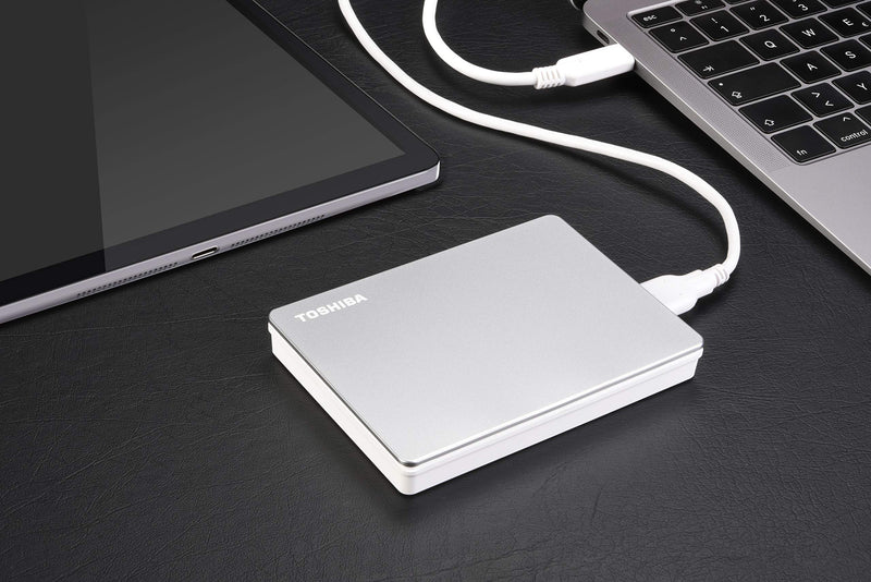Toshiba Canvio Flex 1TB Portable External Hard Drive USB-C USB 3.0, Silver for PC, Mac, & Tablet - HDTX110XSCAA USB-C & USB 3.0