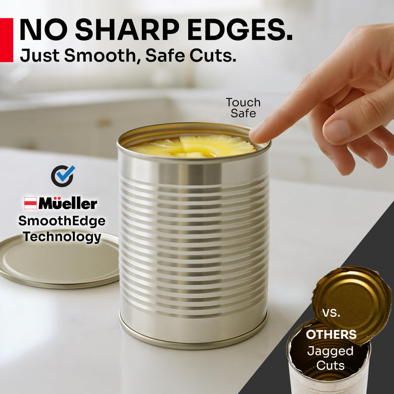 MÜELLERHOME SmoothEdge Auto Electric Can Opener – Battery‑Operated One‑Touch w Magnet Lid Lifter, Smooth‑Edge Cut Technology – Portable Hands‑Free Automatic Can Opener for Seniors & Arthritis, Blue