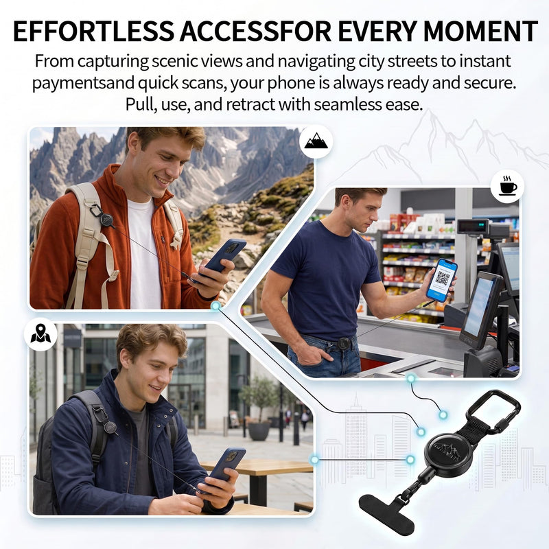 Anti-Drop Phone Lanyard with Retractable Steel Cord, Phone Tether Strap for Travel & Outdoor Use 2