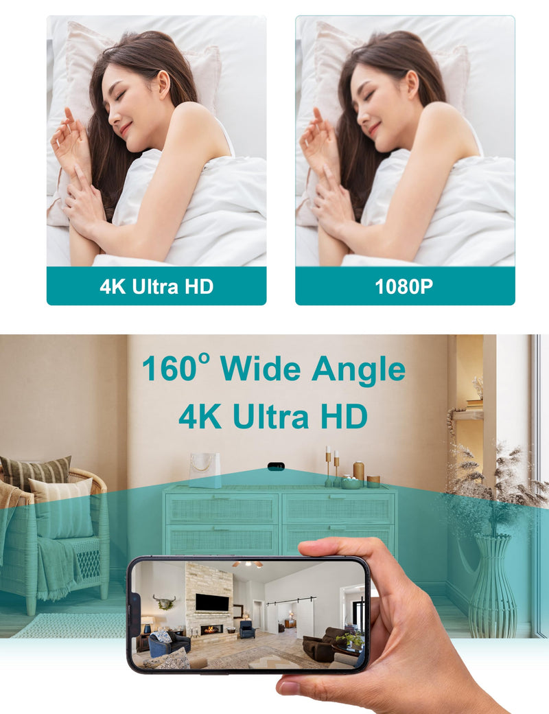 4K Wireless Hidden Cameras Mini Small Spy Security Wall Outlet WiFi Camera Indoor Camera for Home Security【Upgraded】 (CAM)
