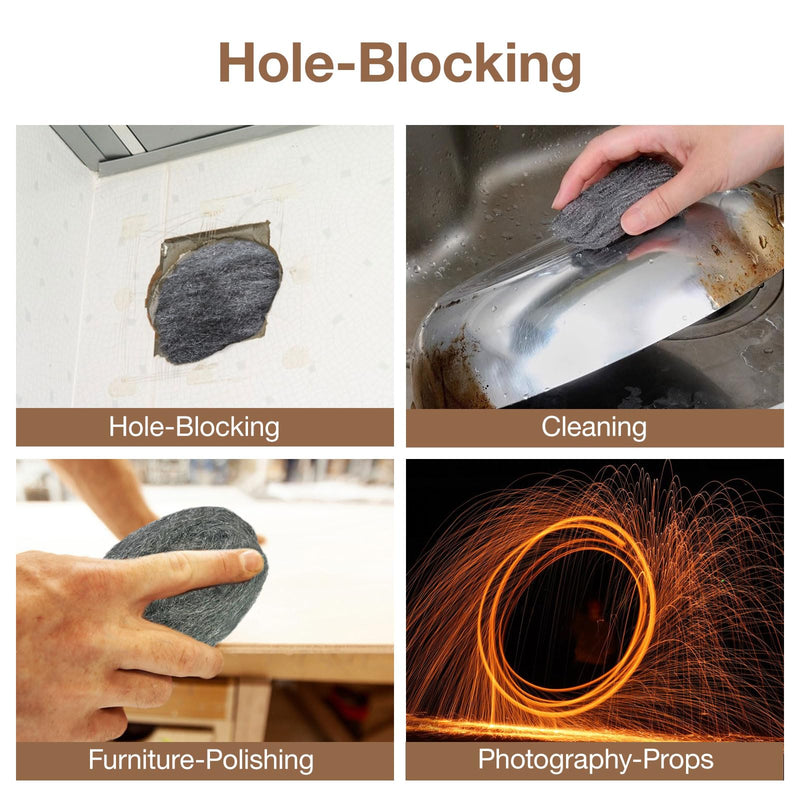 Steel Wool Mice Control - 6 Pcs 2.36"×9.84Ft Steel Wool for Wall Hole/Gap Filler - Best Thing to Get Rid of Mice - Keep Animals Away from Cracks,Siding,Pipeline,Vents in Garden/House/Garage/Kitchen 6PCS