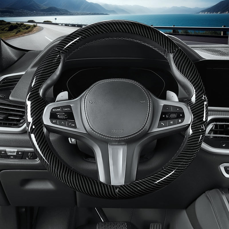 Steering Wheel Cover for BMW 3 4 Series(2021-2024) 5 Series(2020-2023) X5(2019-2020) X7(2020-2025) 328i 320i 330i 325i 528i 535i 530i M3 2 4 7 8 Series X3M X4 X6 XM M2 M4 M5 M8 Z4 i4, Glossy Black 2019BMW
