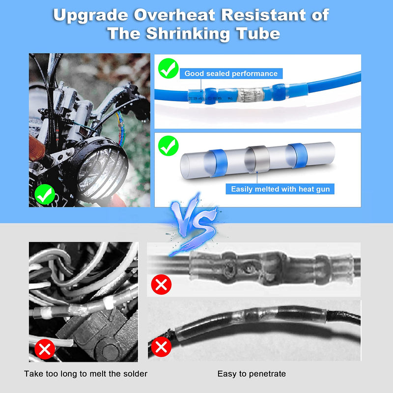 Kuject 420PCS Solder Seal Wire Connectors, Self-Solder Heat Shrink Butt Connector Sleeve Waterproof Insulated Electrical Butt Splice Wire Terminals for Marine Automotive Boat Wire Joint 420