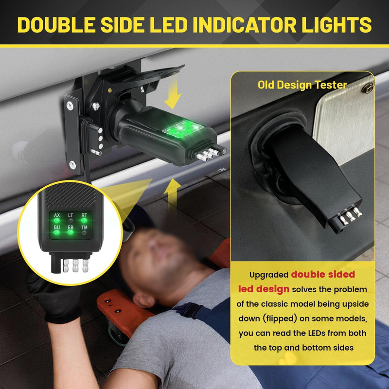 Oyviny 7 Pin Trailer Plug Tester & 4 Pin Trailer Tester with Double-Sided LED Indicators, Trailer Light Tester for Boat Trailer RV Truck Camper, Not Suitable for Vehicle with Lamp Out Sensor