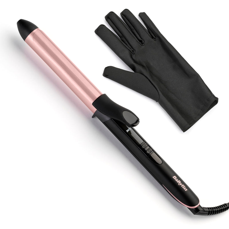 Babyliss Rose-Quartz 25mm Curling Tong - Natural Curls & Waves, Pink C451U | Quartz-Ceramic Hair Curler, 6 Heat Settings, Fast Heat-Up, Extra Long Barrel, Long Hair Curling Iron, Auto Shut Off, Heat Mat Rose - 25mm Tong