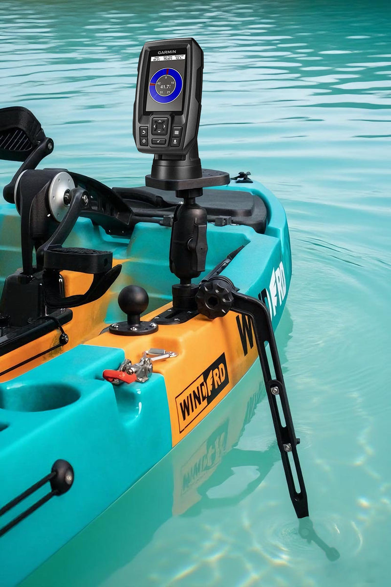 Kayak Fish Finder Mount with Transducer Mounting Arm, 1.5" Ball Marine Electronic Mount for Boat Track, Universal Mounting Plate, Compatible with Scotty, Lowrance, Garmin Fish Finders