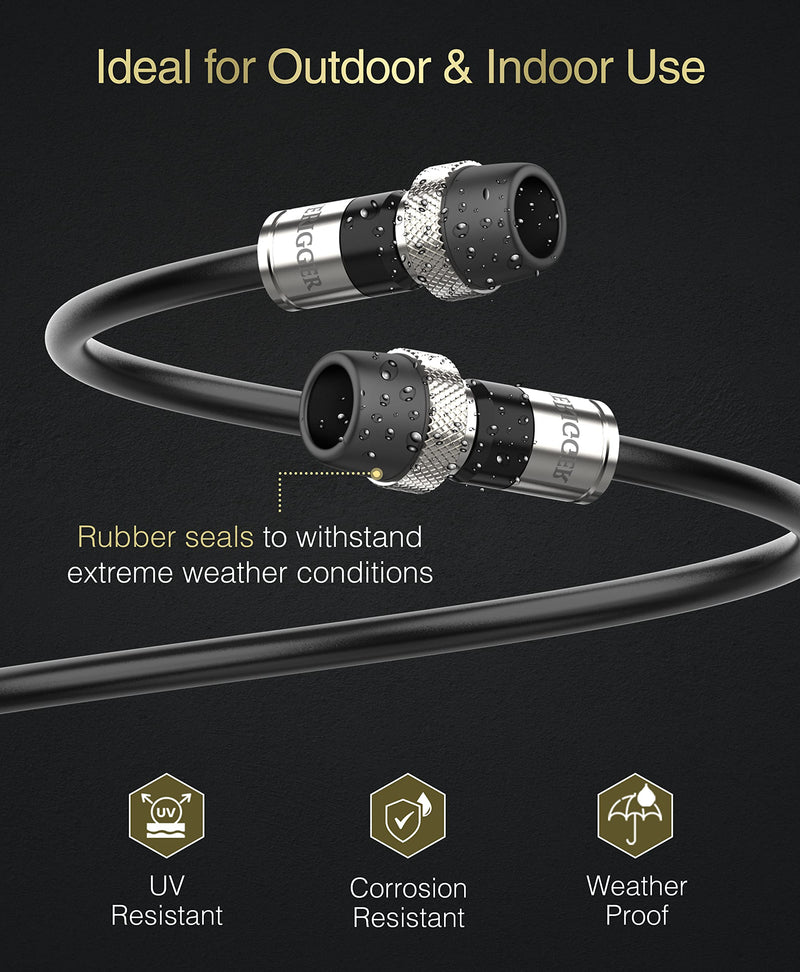 BlueRigger RG6 Coaxial Cable, 30FT (Weatherproof Rubber Boot, Direct Burial, in-Wall CL3 Rated, 75 Ohm, Indoor Outdoor) - Digital Coax Cord for HDTV, CATV, TV Antenna, Satellite, Broadband Internet