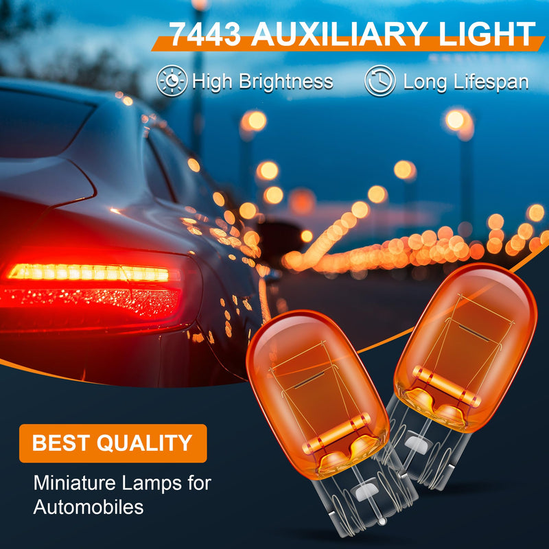 Meonum 20 Pcs 7443 Brake Light Bulbs 7444NA LED Bulb 7443 7444 LED Bulb Amber T20 W21/5W 12V 21/5W Automotive Tail Brake Backup Reverse Turn Signal Light Bulbs Replacement