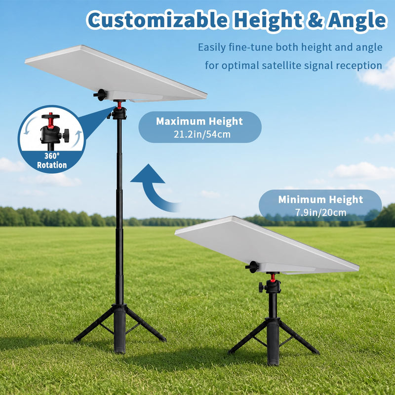 Starlink Mini Tripod Mount Kit , 360° Tilt & Height Adjustable Portable Starlink Mini Stand with Storage Bag and Aluminum Adapter, Heavy Duty Metal Satellites Holder for Outdoor Camping, RV Travel