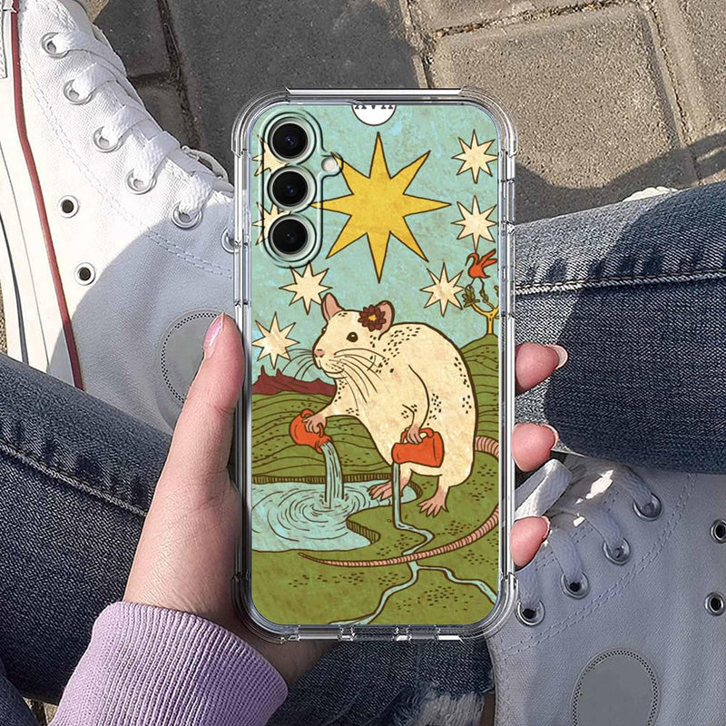 Case for Samsung Galaxy S26 with Tarot Card Design,Aesthetic Cute Rat Pattern,Trendy Soft TPU Bumper Phone Cover,6.3"(Rat,S26)
