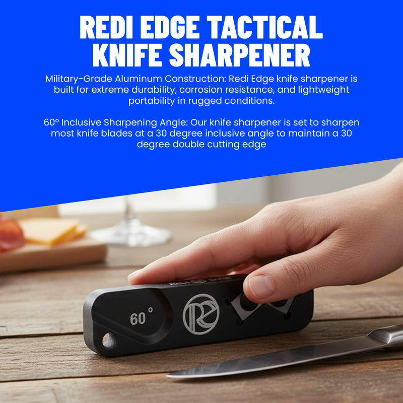 Redi-Edge Portable Knife Sharpener - Military-Grade Pocket knife Sharpener with Duromite Sharpening Element - Honing Rod at 60° for Kitchen, Home & Hunting - Compact Travel Knife Honing Rod