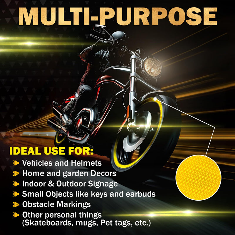 Made from 4083 Diamond Grade Reflective Tape Outdoor high Visibility Strips Safety Waterproof Conspicuity Strong Adhesive Vehicle Trailer car Trucks Bikes (Flu yellow, 0.8inch/20mm x 16.4feet/5m) Flu yellow, 0.8inch/20mm x 33feet/10m
