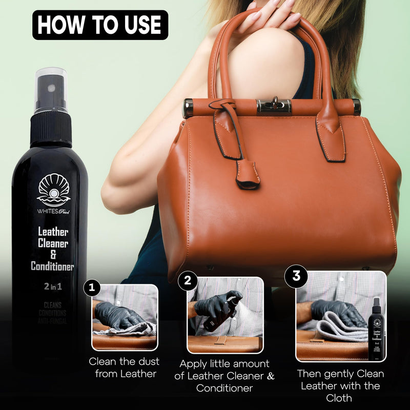 Leather Cleaner and Conditioner 8.5oz – 2 in 1 Leather Care Formula, Leather Cleaner for Purses, Leather Protectant, Grease And Stain Remover