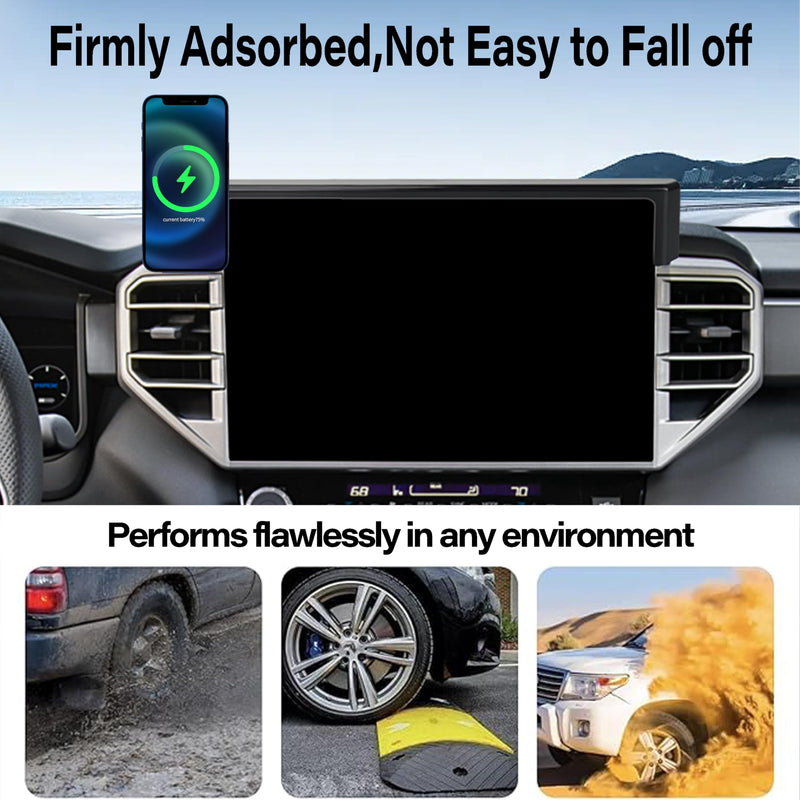 Car Phone Holder for 2022-2026 Toyota Tundra/2023-2026 Sequoia Accessories | Limited/Platinum 14" Screen MagSafe Strong Magnetic 15W Fast Wireless Charger Cell Phone Mount,Not Affect Vent,360° Rotatable
