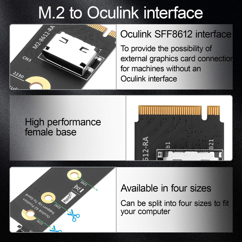 M.2 NVMe M-Key to OCuLink SFF-8611/SFF-8612 PCIe 4.0 x4 Adapter, Vertical 2280 NGFF SlimSAS Converter, Gen4 Expansion Card for Mini ITX, NUC, Desktop PC, Server U.2 NVMe SSD (Model C)