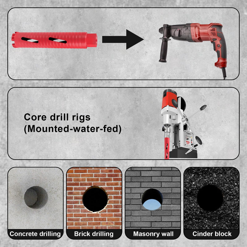 Diamond Core Drill Bit, 1-1/2" Diameter, 9-1/20" Drilling Depth, Laser-Welded Segmented Turbo Bit for Cured Concrete, Brick, Block, Masonry - Wet/Dry Use 1-1/2"(38MM)
