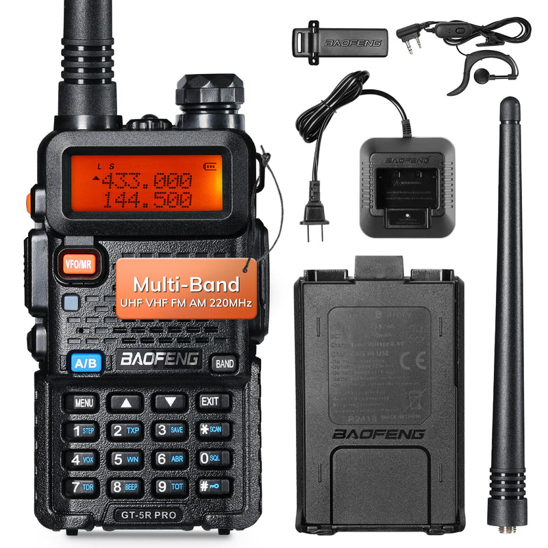 BAOFENG GT-5R PRO Ham Radio Handheld, 5W Dual Band Two Way Radio, UV-5R Upgraded Version, UHF/VHF/FM/Airband/NOAA Multi-Band Receiver with 128 CH, 1800mAh Battery, Supports CHIRP